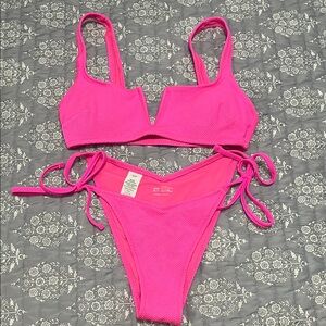 Aerie XS Vibrant Pink Bikini Set